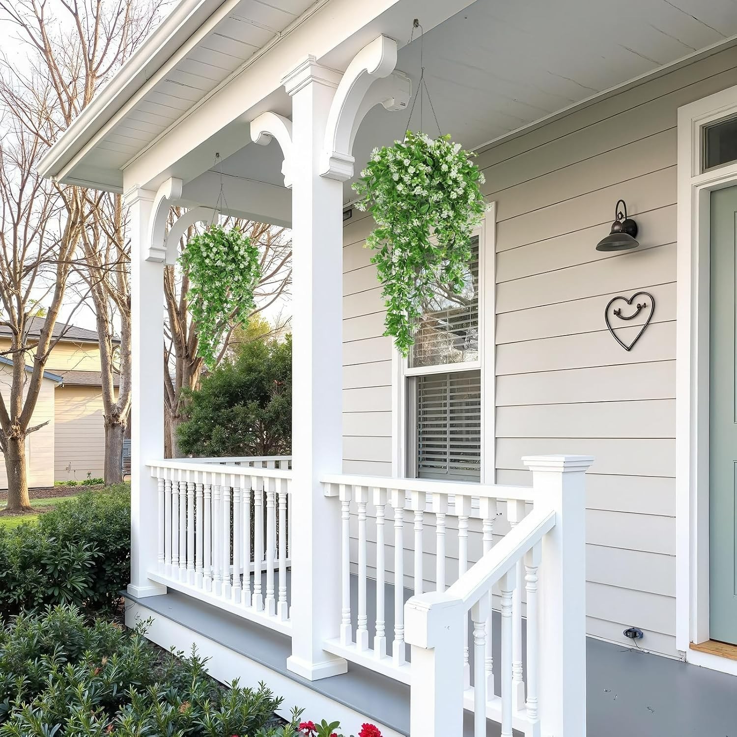 Faux White Hanging Plants – 2-Pack Fake Ivy Vines for Indoor & Outdoor Use