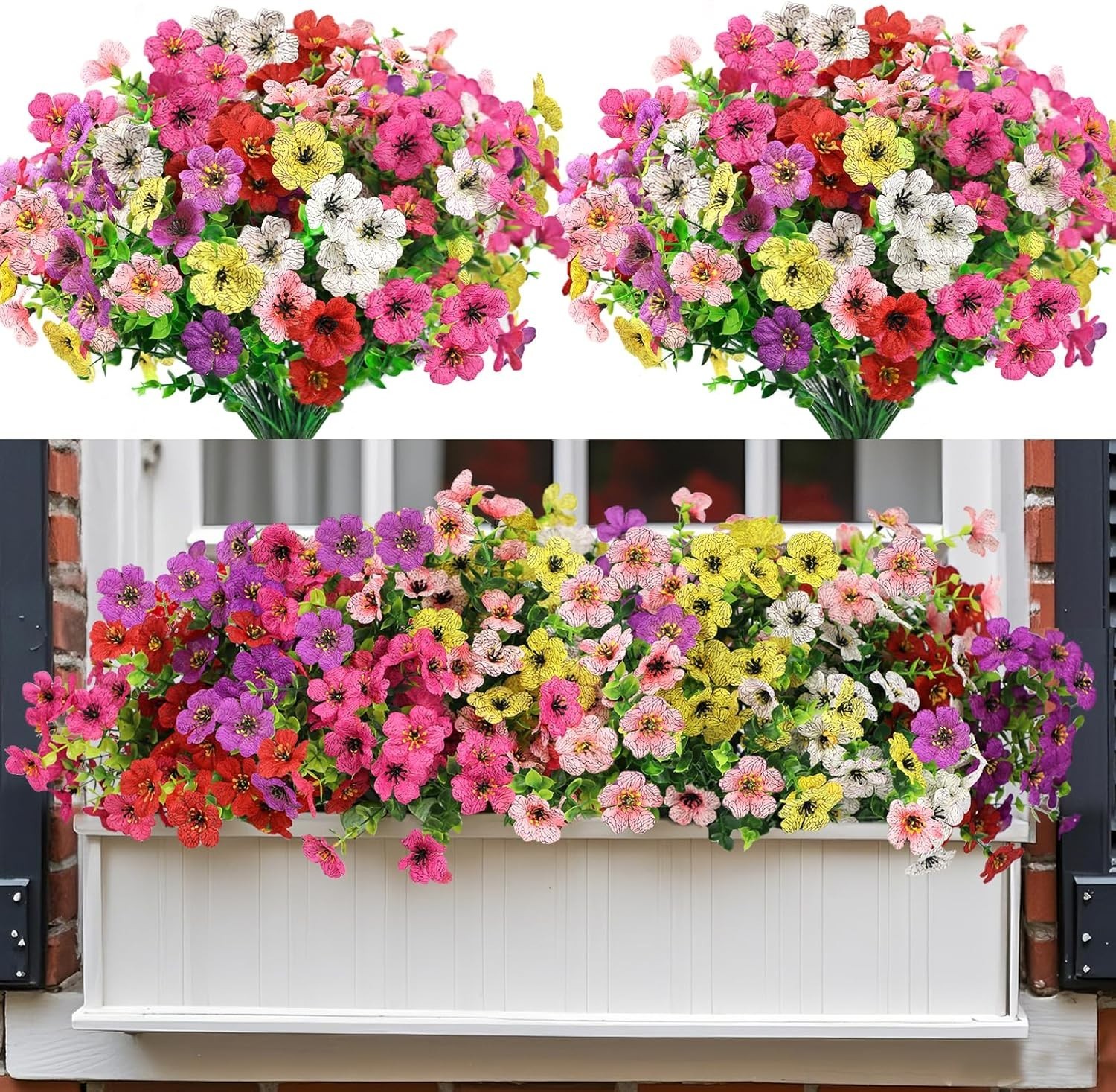 Two bundles Artificial Outdoor Flowers UV-Resistant – Realistic Flowers 6colors
