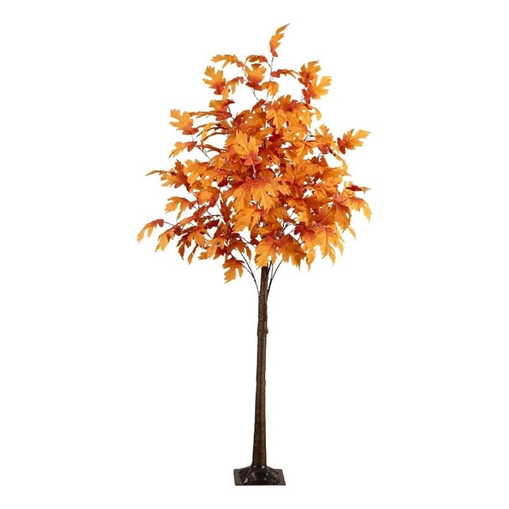 Nearly Natural 7ft Pre-Lit Autumn Maple Artificial FallTree w/450 Warm White LED