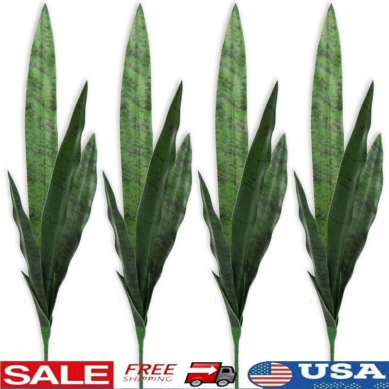 Artificial Snake Plant Lifelike Green Home Decor Durable Faux Plant Pack of 4 US