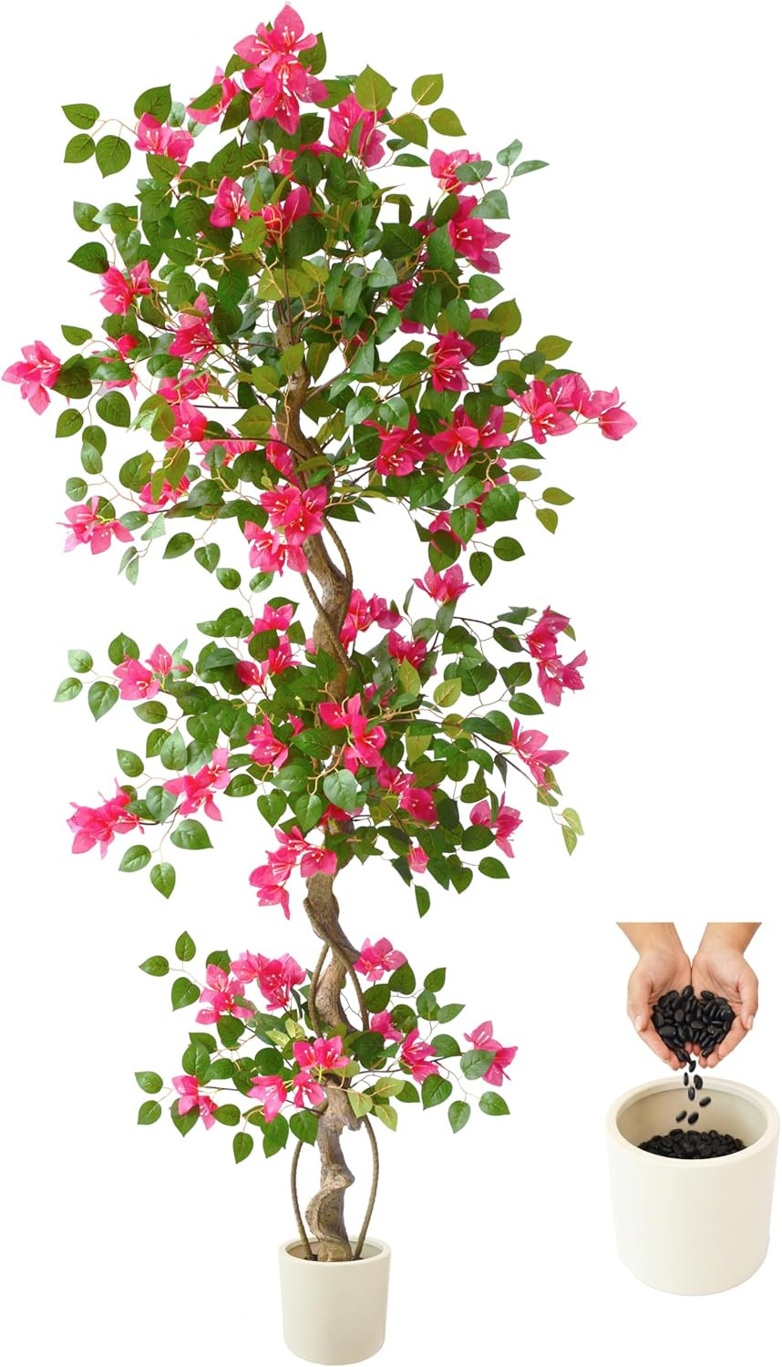 6Ft Artificial Bougainvillea Tree, Fake Bougainvillea Pink Flower Silk Plant in