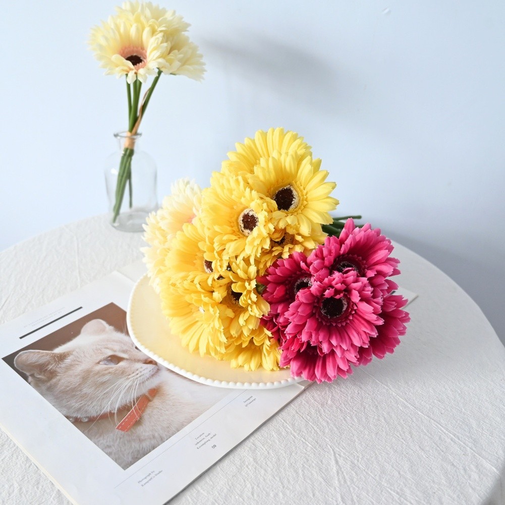 Artificial Silk Sunflower Daisy Bouquet for Wedding Photography Home Decor