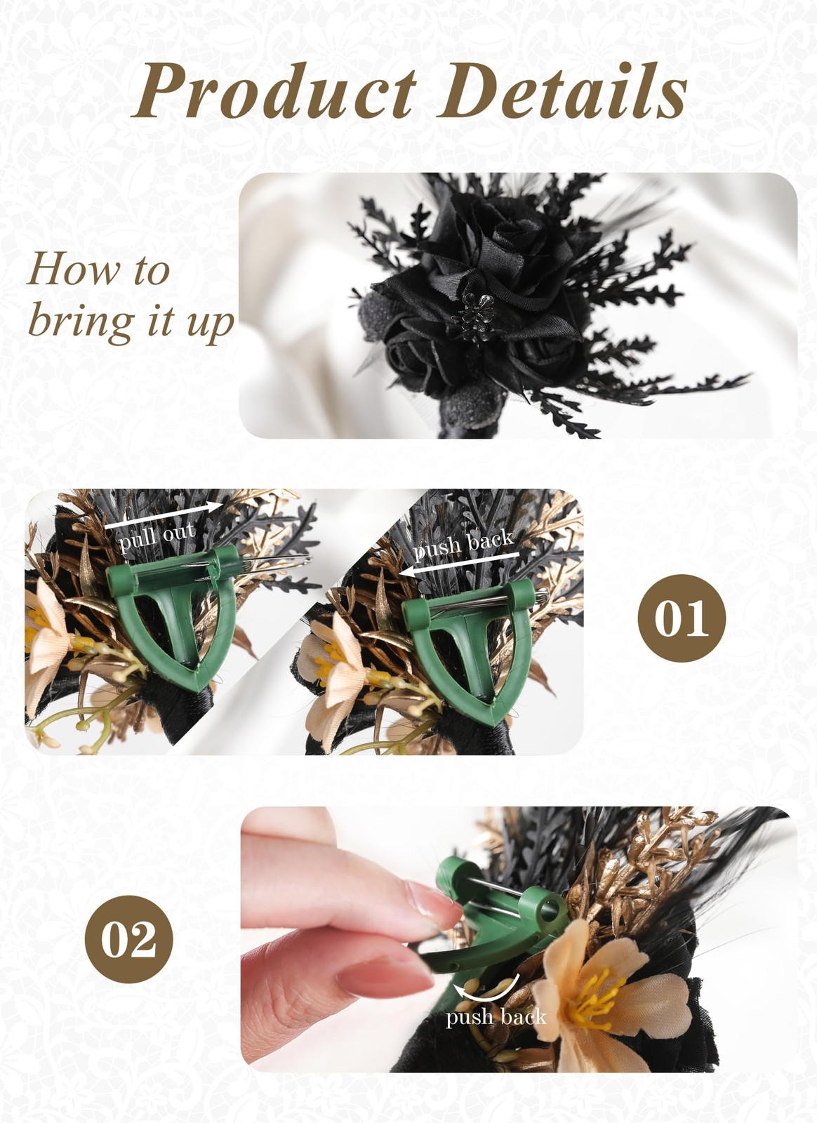 Black Gothic Wedding Corsage Boutonniere Dark Rose Boutonniere Wrist Corsage…