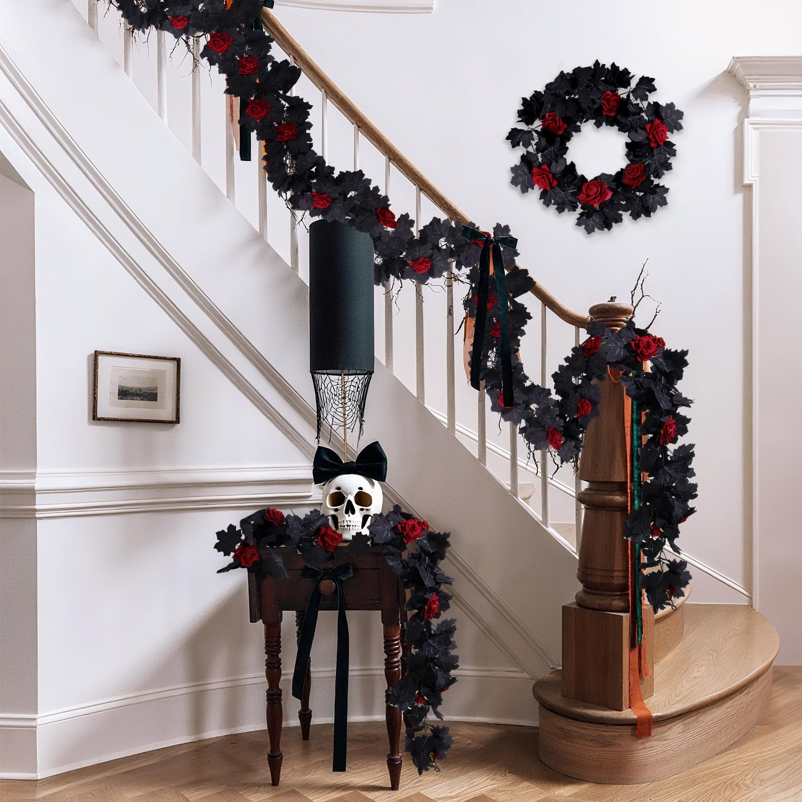 Artificial Flowers Garland Black Maple Leaf Garland Fake Hanging Flower Artif…