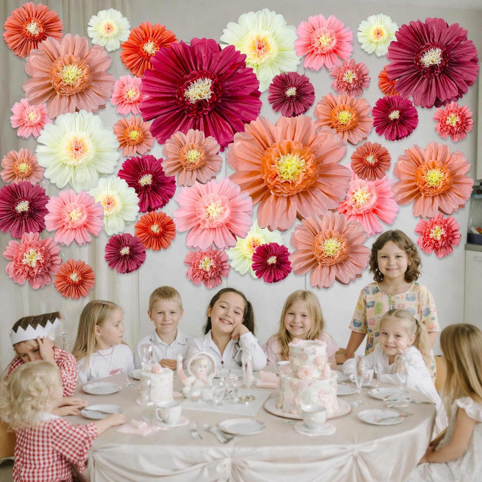 20 Pcs Pink Giant Paper Flowers – Boho Tissue Pom Poms for Wedding, Party Decor