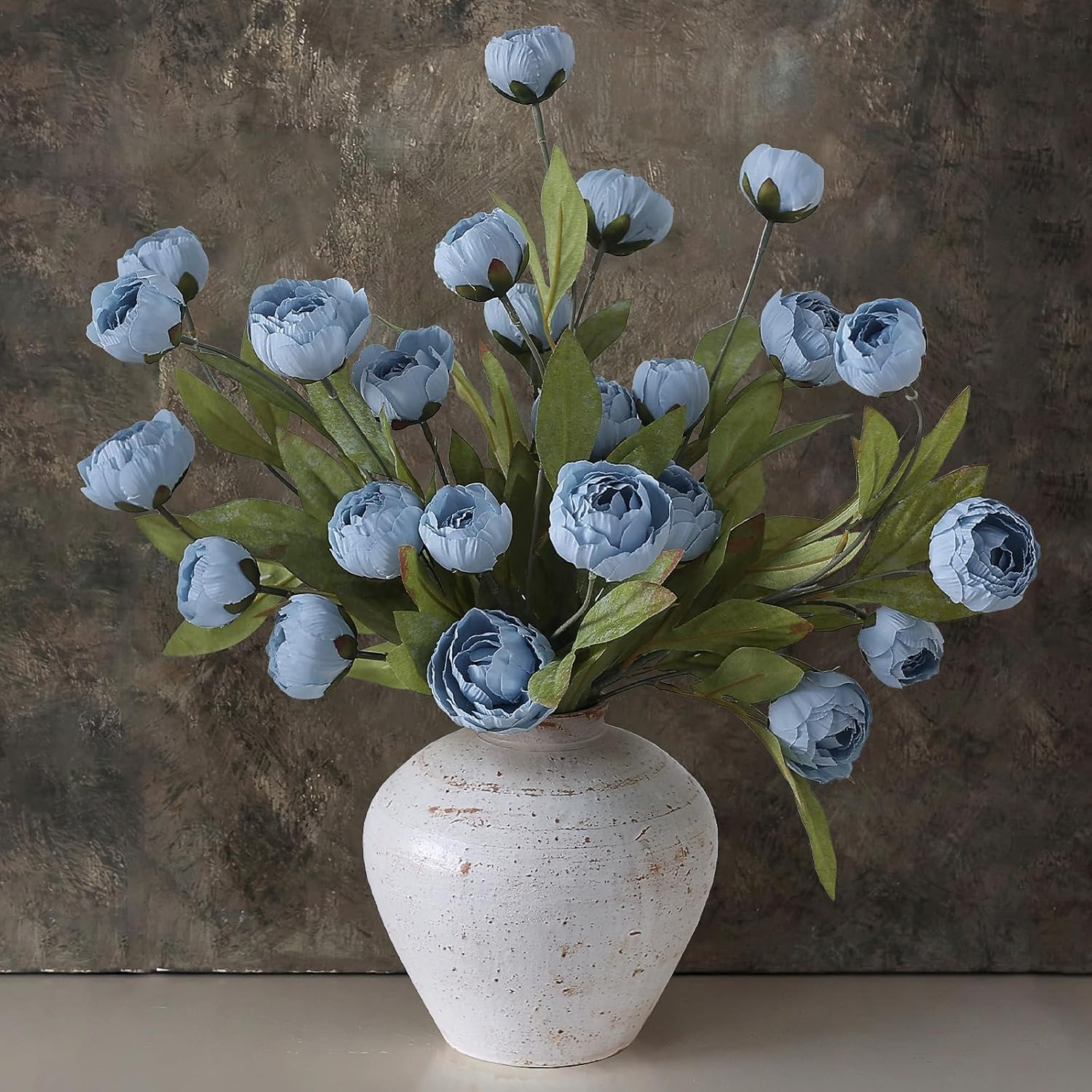 6 Pcs Faux Silk Peony Artificial Flowers for Vase -27″, Bulk Fake Peonies Branch