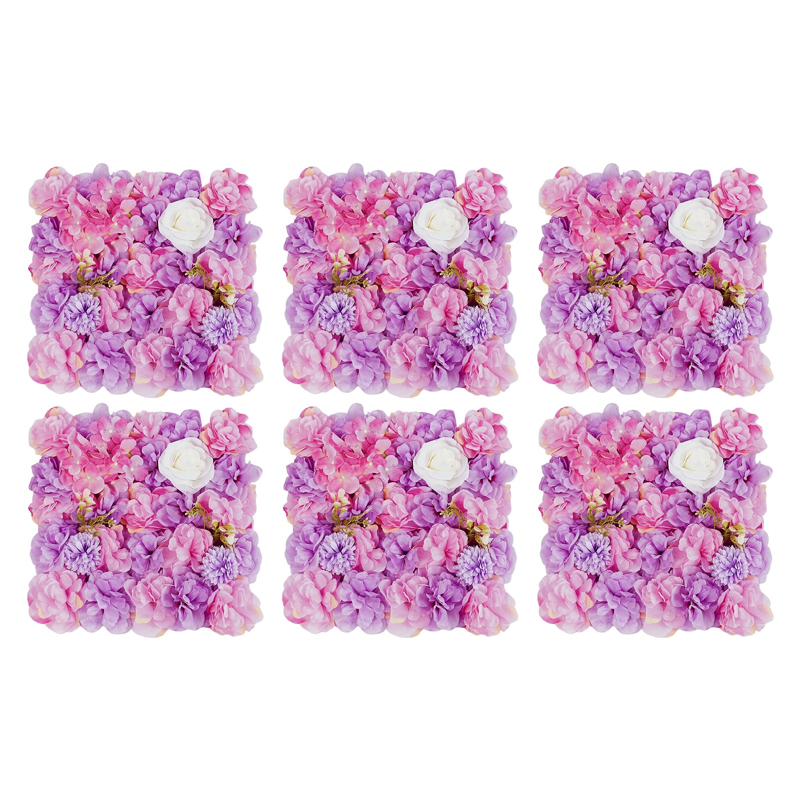 6Pieces 3D Flower Wall Panels Artificial Floral Backdrop Decor Faux Flower Panel