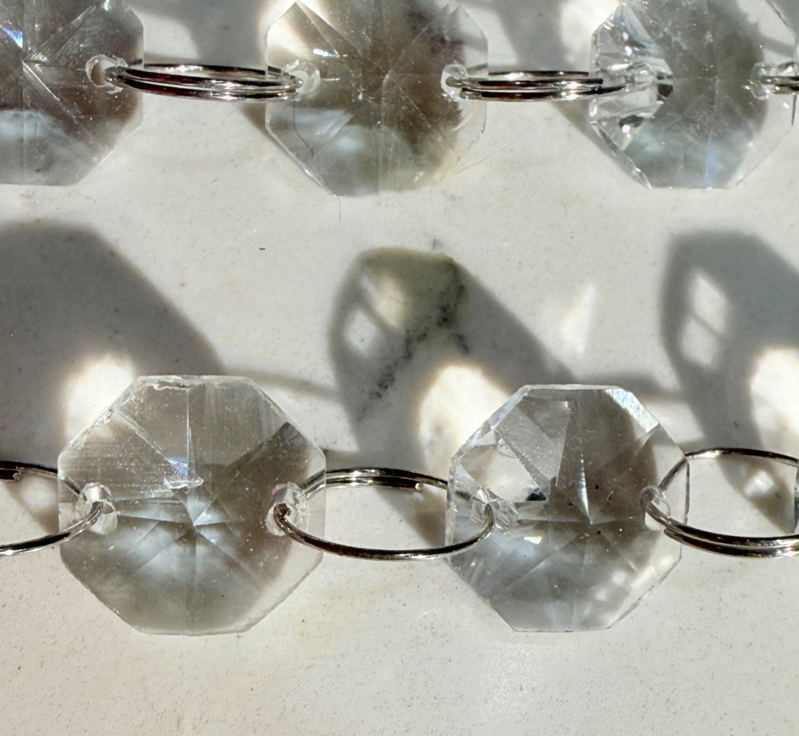 Crystal Bead Garland 120″ Octagon 1/2″ Plastic Crystals Wire Chain