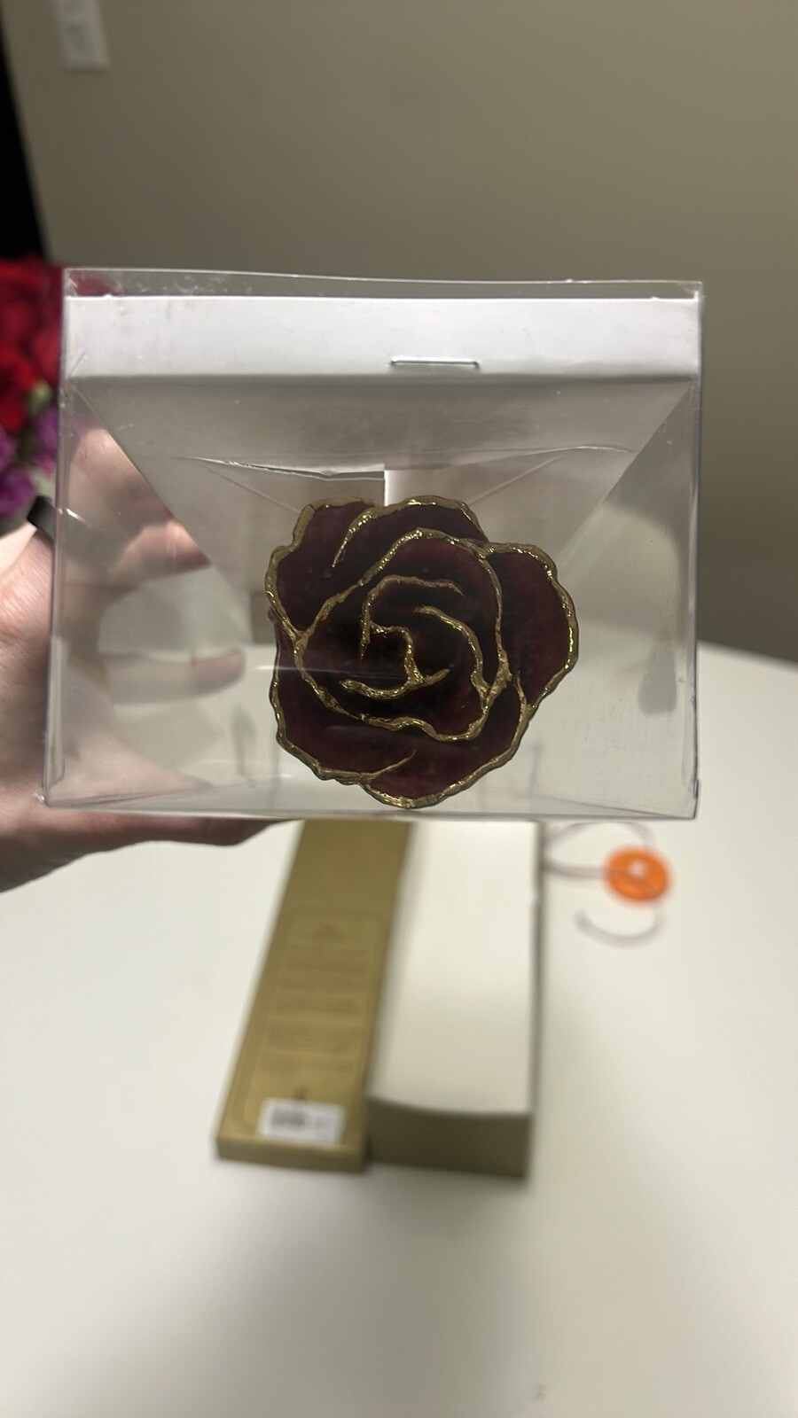 Elegant Real Red Rose Preserved in 24k Gold forever Rose NEW In box