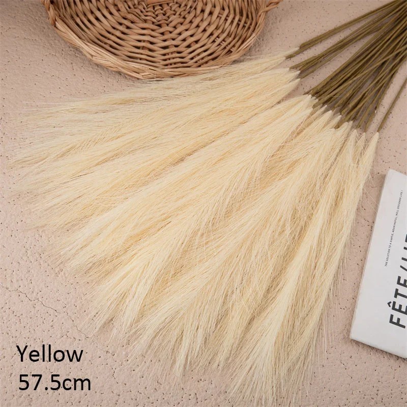 10Pcs Artificial Pampas Grass 56cm Silk Reed Bouquet Boho Decor