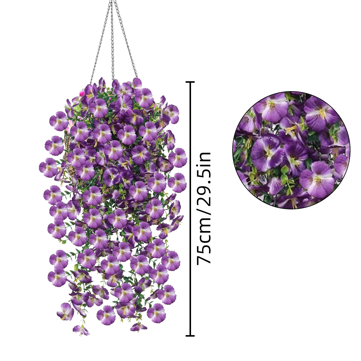 4 Pcs Artificial Flowers UV Resistant No Fade Fake Hanging Flowers Plants Faux