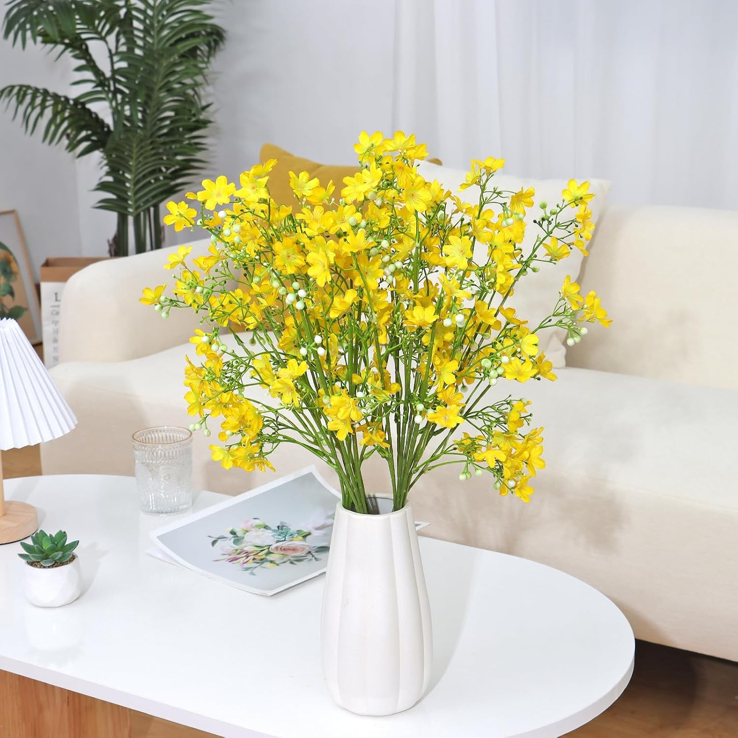 Artificial Flowers 8PCS Silk Flowers with Long Stems, Fake Flowers Bulk Fake Bab