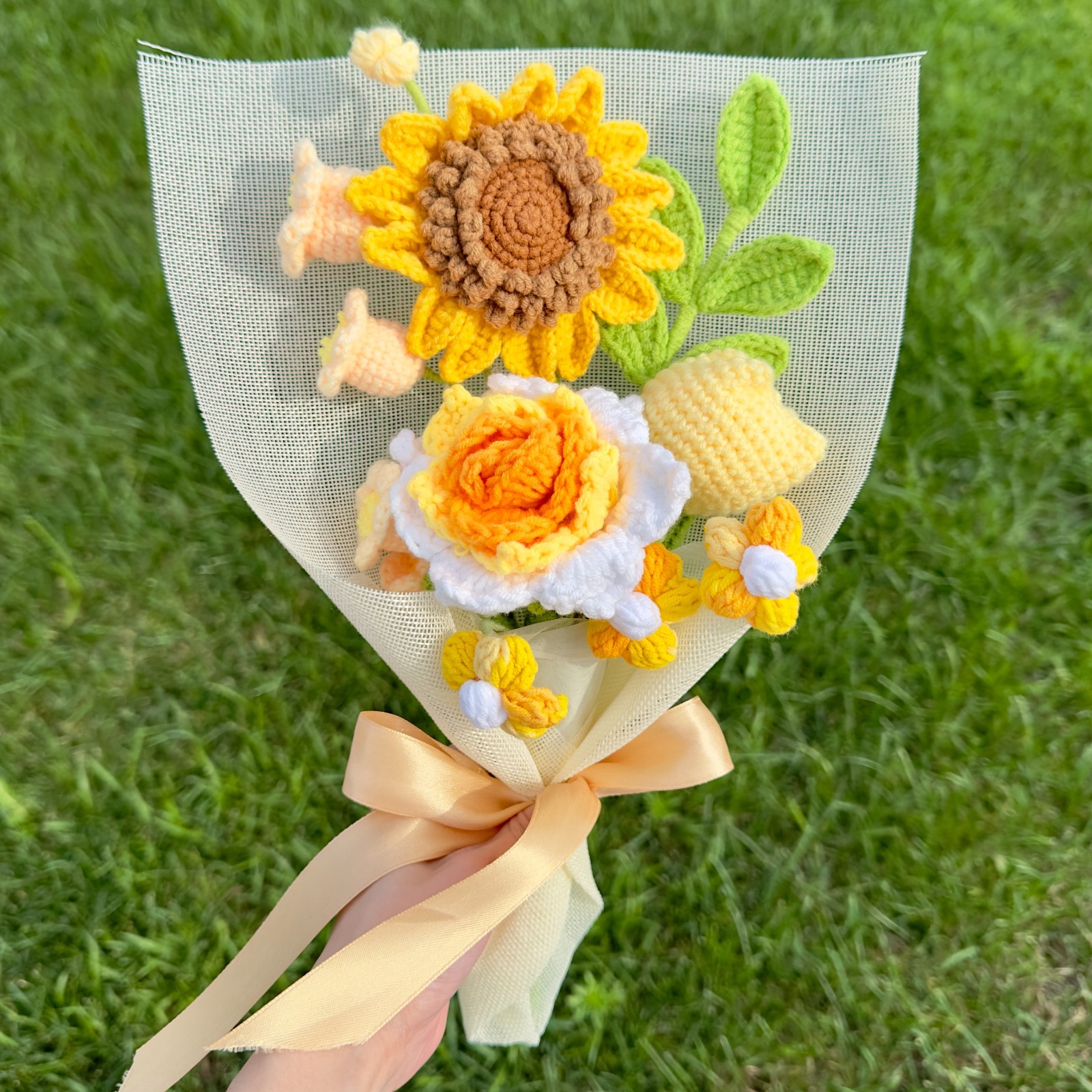 Crochet Flower Bouquet – Handmade Tulip, Rose, Sunflower | Forever Yarn Gift
