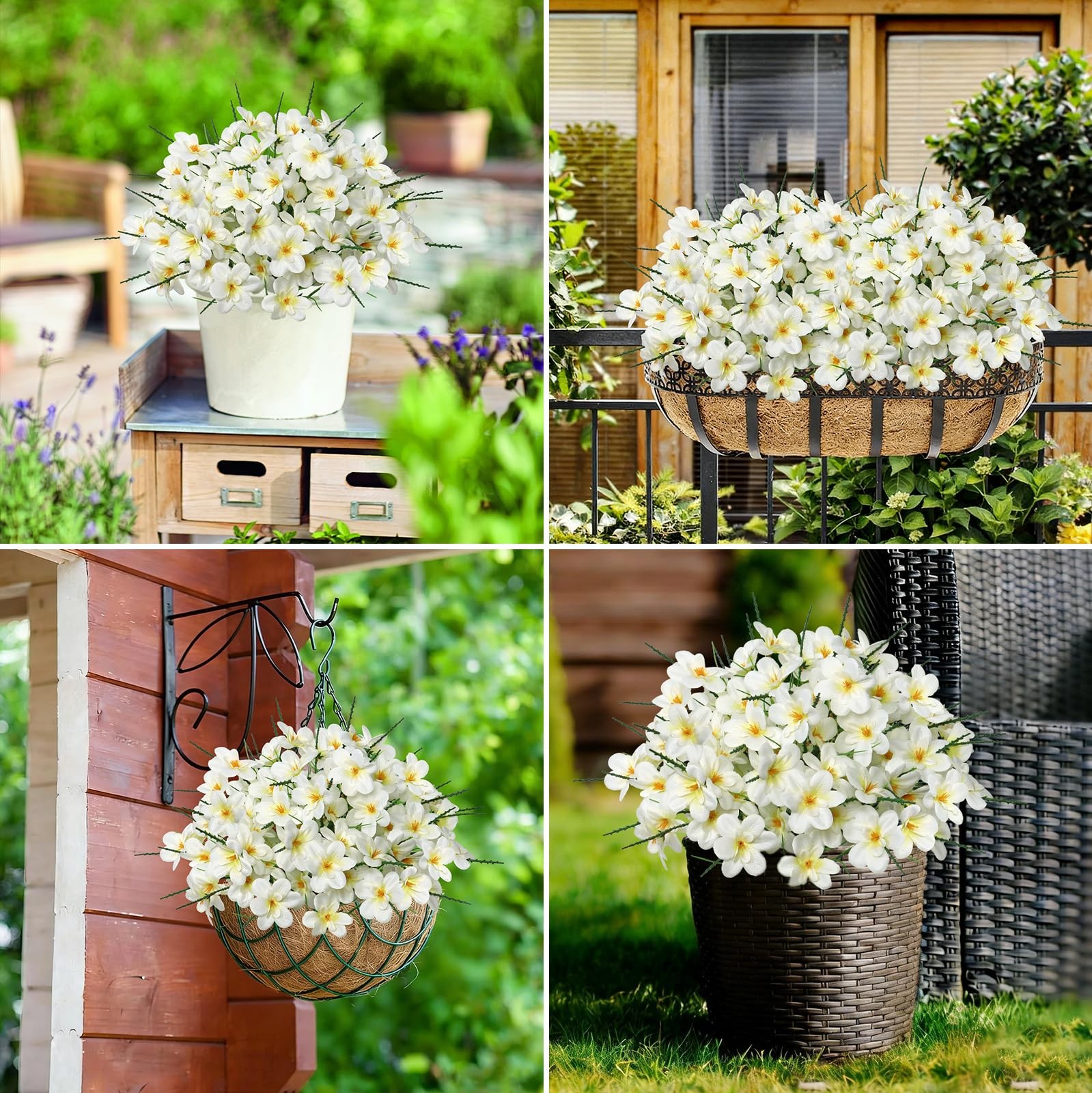 Artificial Flowers for Outdoors 6 Bundles Fake Plastic Flowers UV Resistant S…
