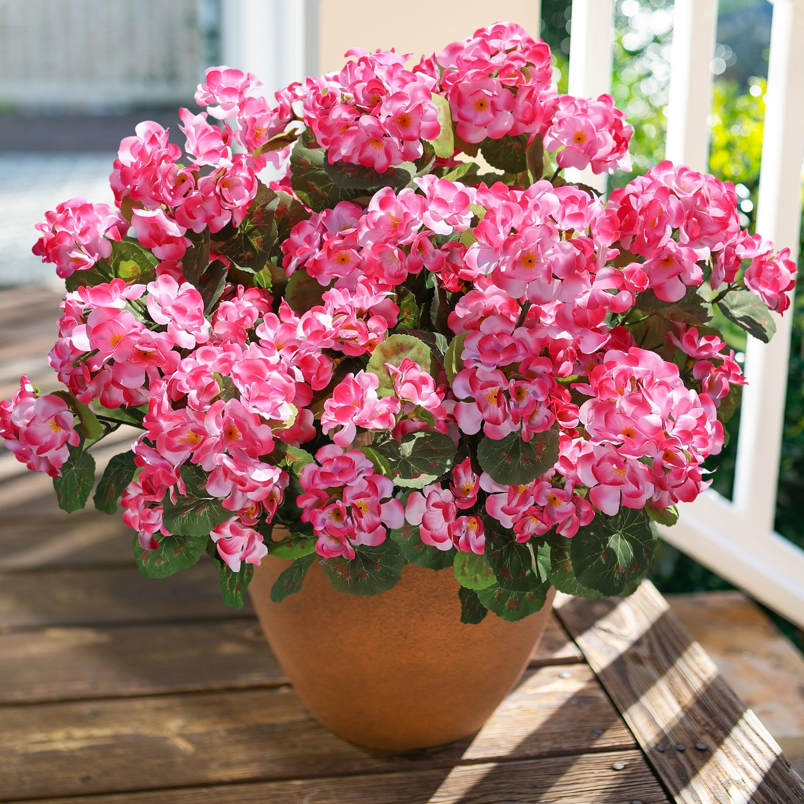 Artificial Geranium Fake Flowers for Outdoors Decoration, 6 Bundles Silk Gera…