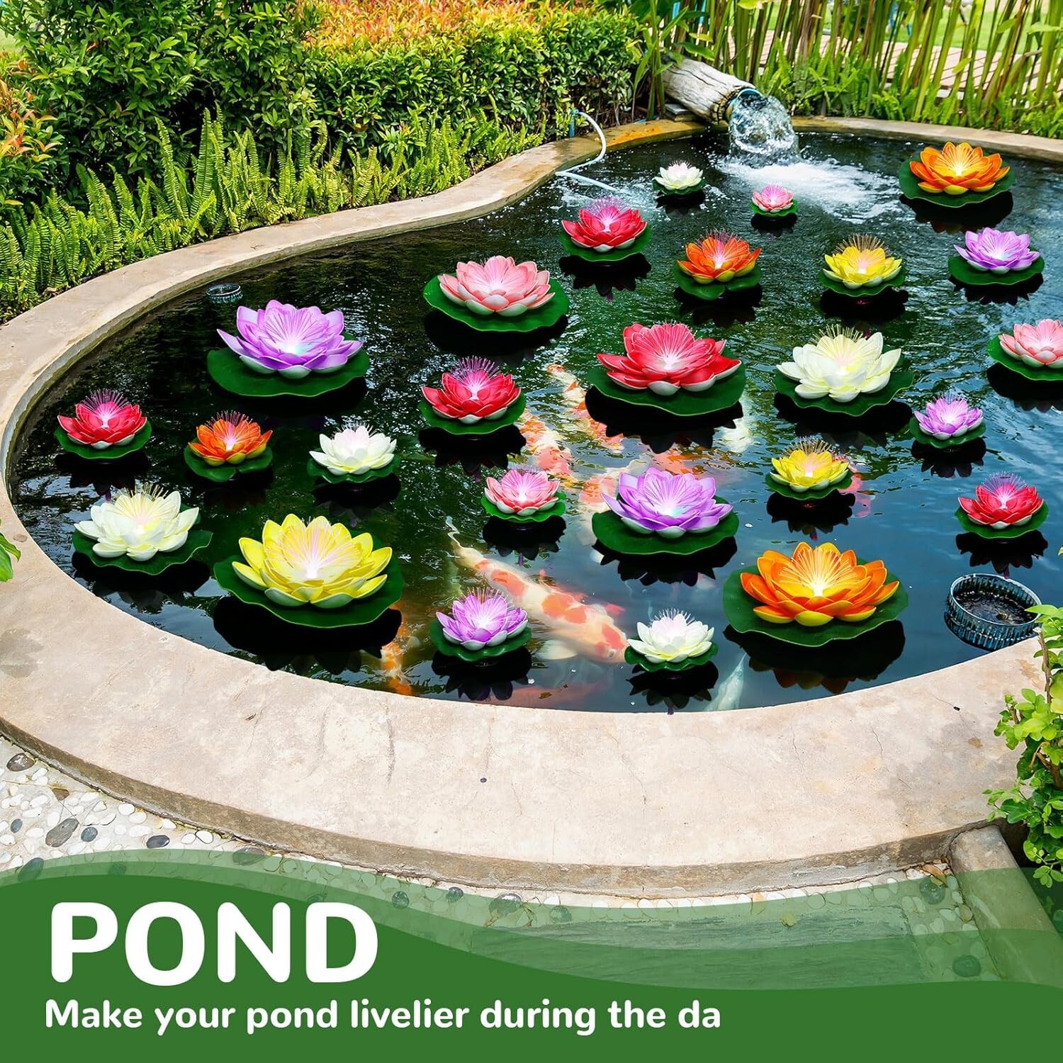 12 Floating Lotus Pool Lights LED Lily Pad Flower Lanterns Battery Operated 4 in