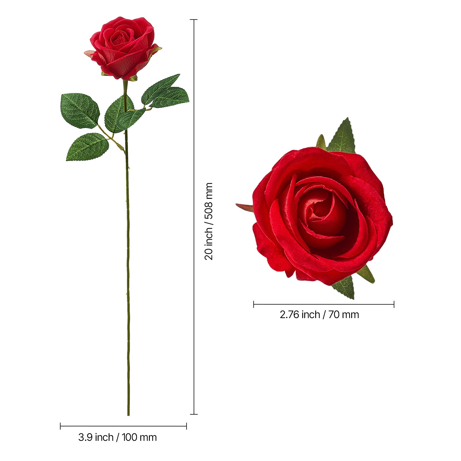 500 Pcs Red Roses Artificial Flowers Realistic Bouquet for Xmas Home Decor
