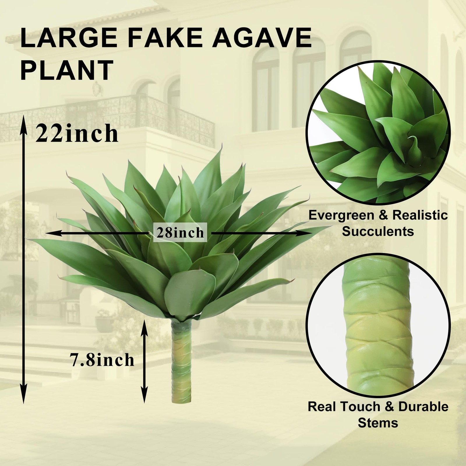 28 inch Artificial Agave Plants, Large Size Fake Succulent Plant, Faux Succul…