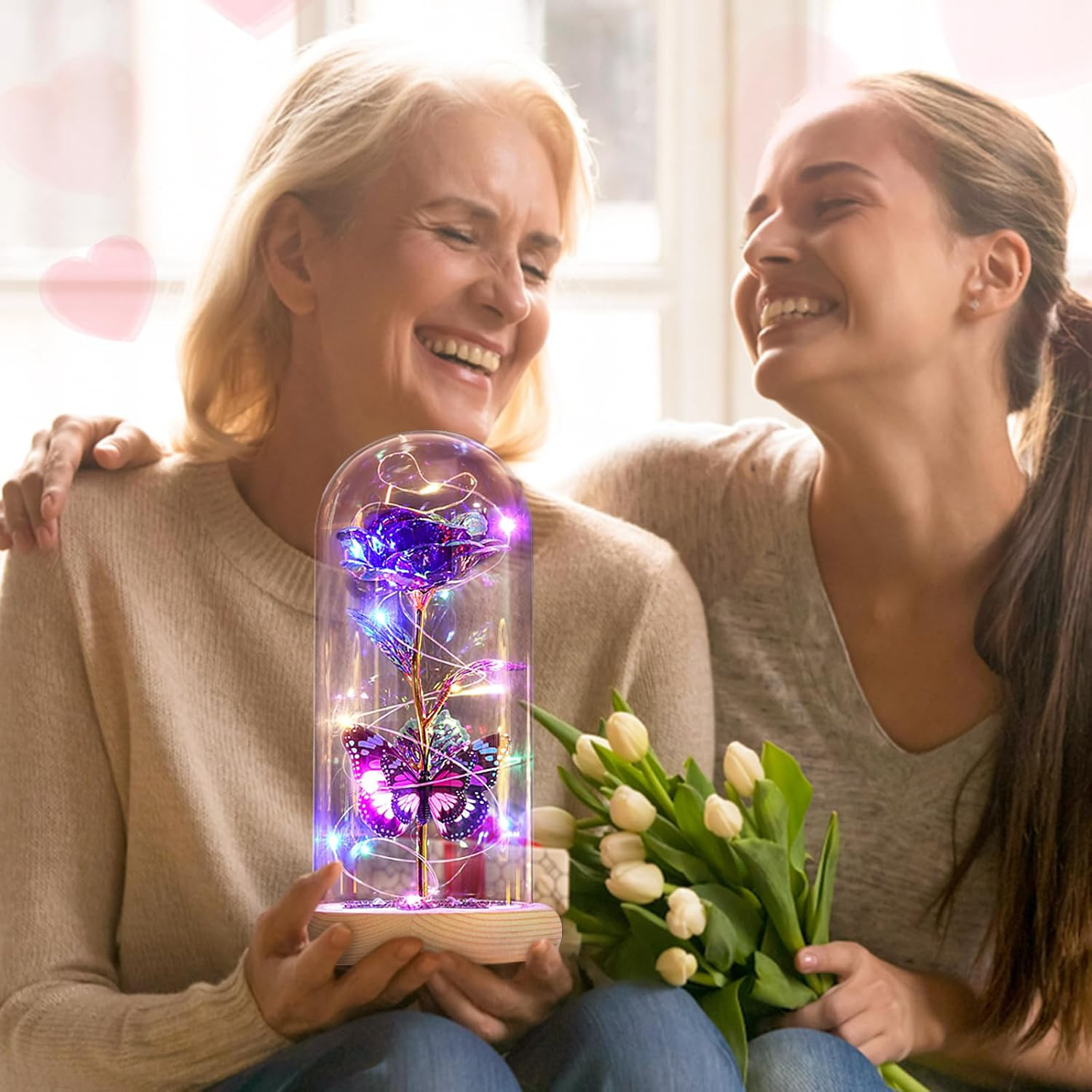 Beferr Birthday Gifts for Women Galaxy Glass Rose Forever Preserved Flowers