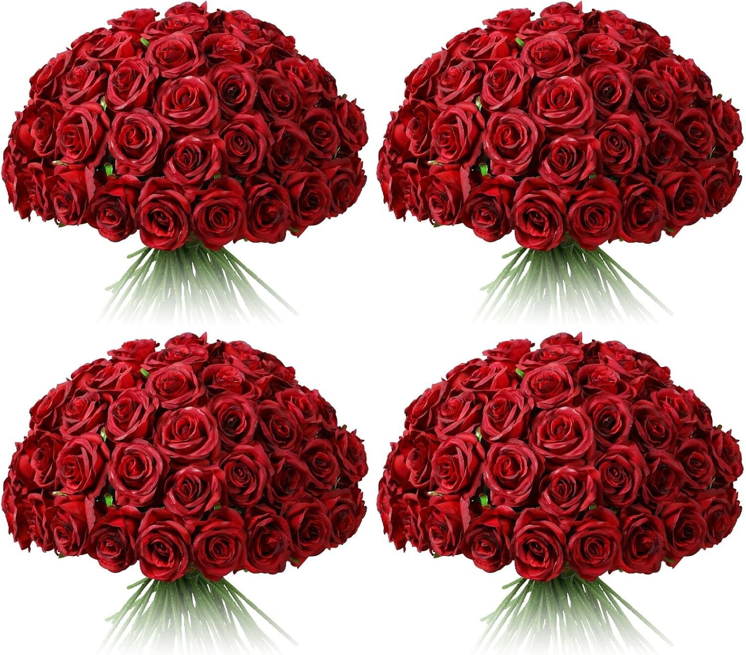 Everlasting 100 Pcs Red Silk Roses – Perfect for Weddings, Parties & Home Decor