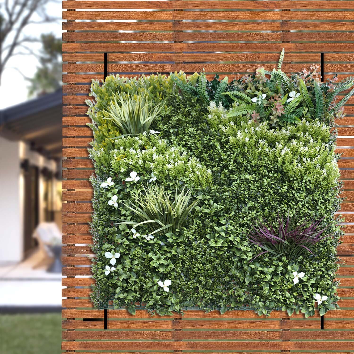 40″ Artificial Faux 3D Mix Leaves Wall Panel Fence Screen Home Outdoor Decor #04