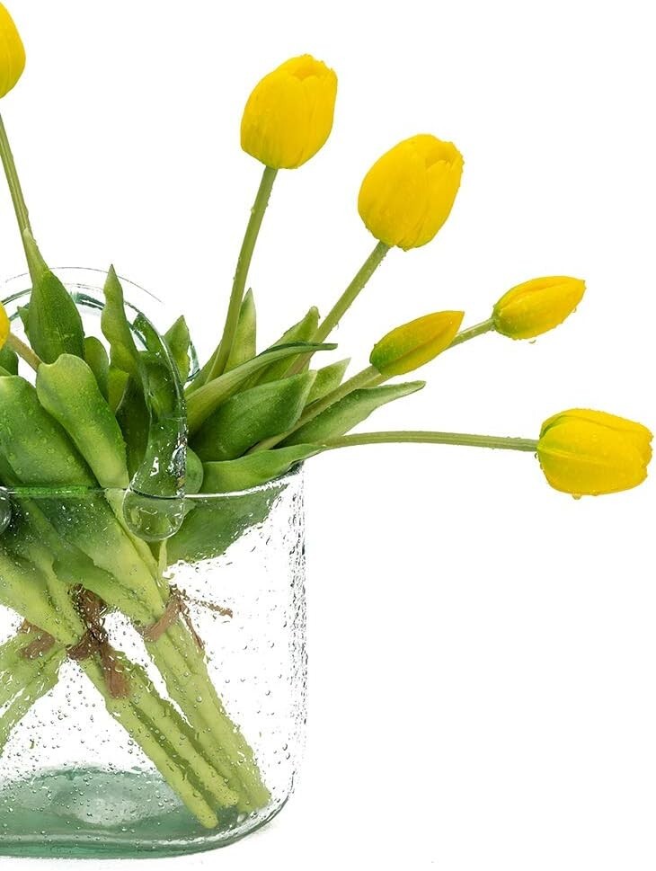 Durable Realistic Artificial Tulips – 15pc Yellow Bouquet for Year-Round Beauty