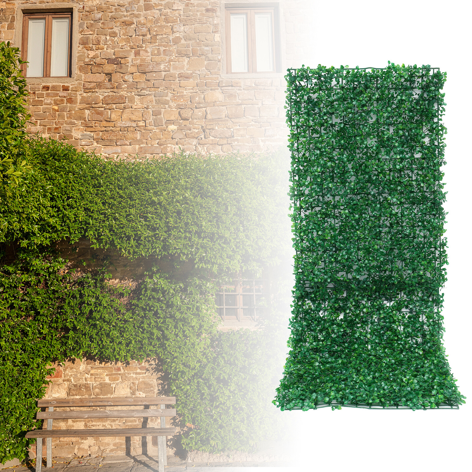 12pcs Artificial Boxwood Hedge Mat UV Grass Fake Fence Wall Decor 24×16″ 40*60cm