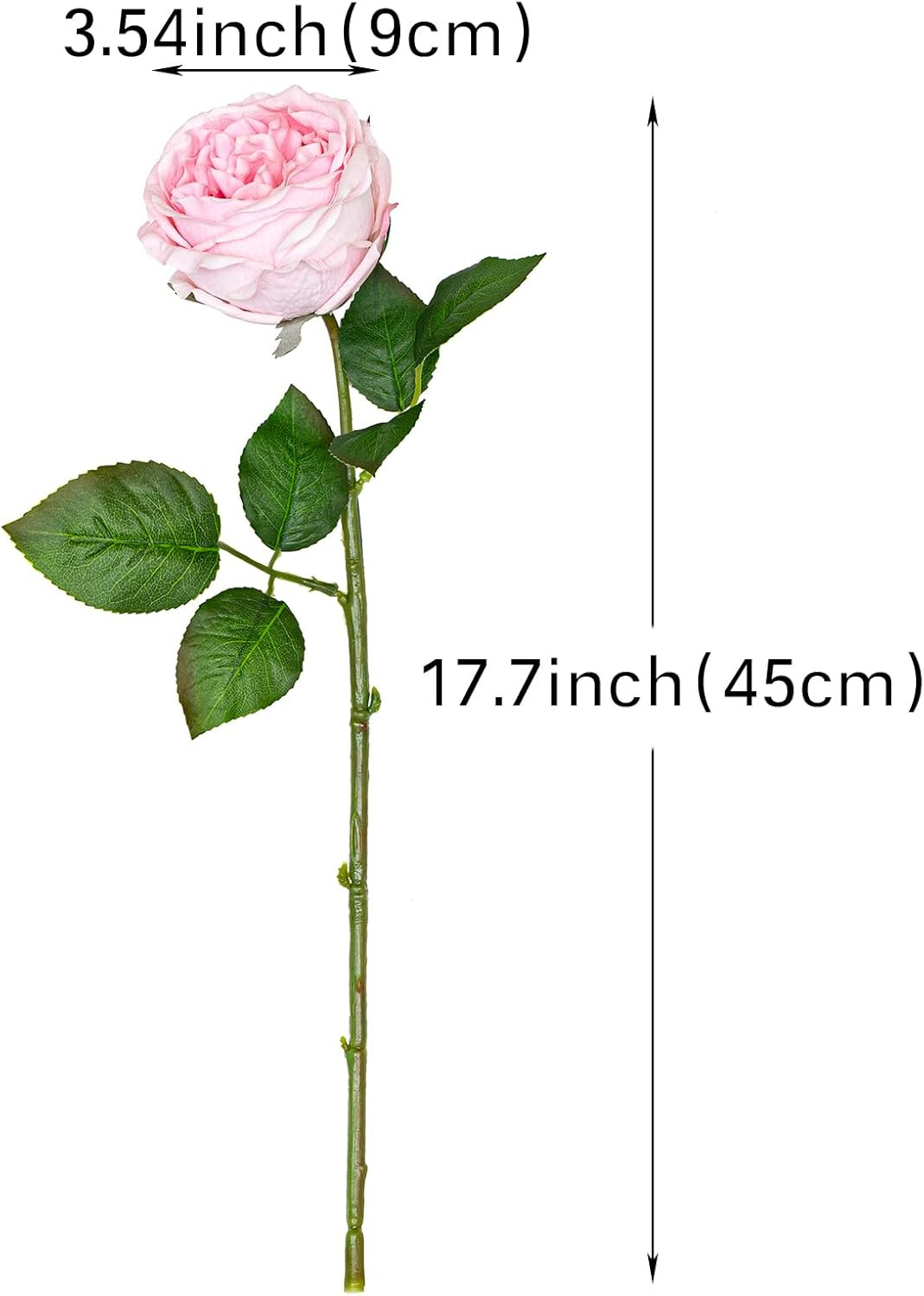 White Fake Flowers for Decoration 4pcs Real Touch Austin Rose Peony Light Pink