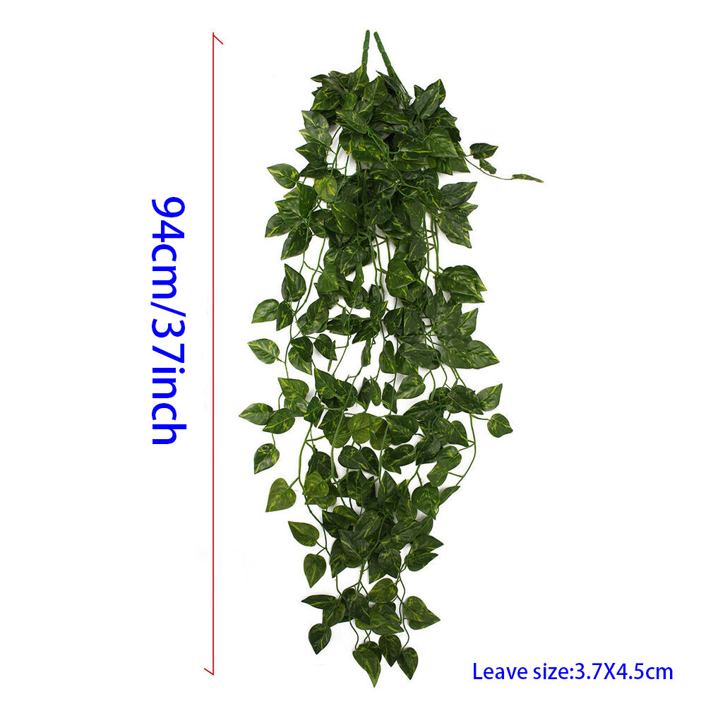 2 PCS Artificial Ivy Leaf Plants Vine Hanging Garland Fake Flowers Home Decor US
