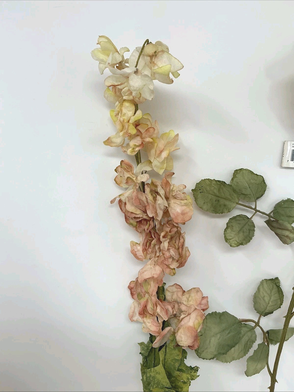 Delphinium Peach Floral Pick 30” Pristine Rose Cream w Pink 26” Lot 3 Picks NOS