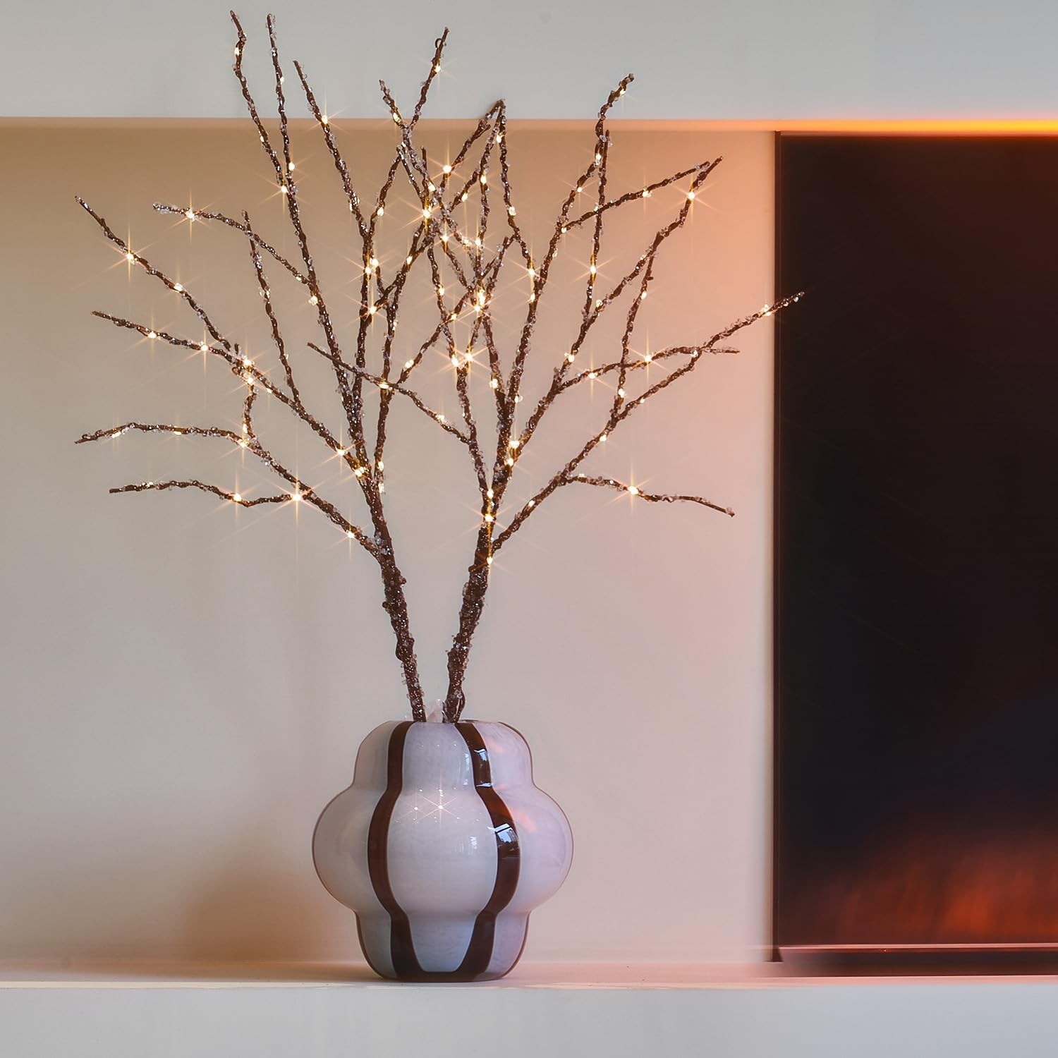 32 Inch 100 LED Lighted Artificial Tree Branches Ice Timer Xmas Decor Home