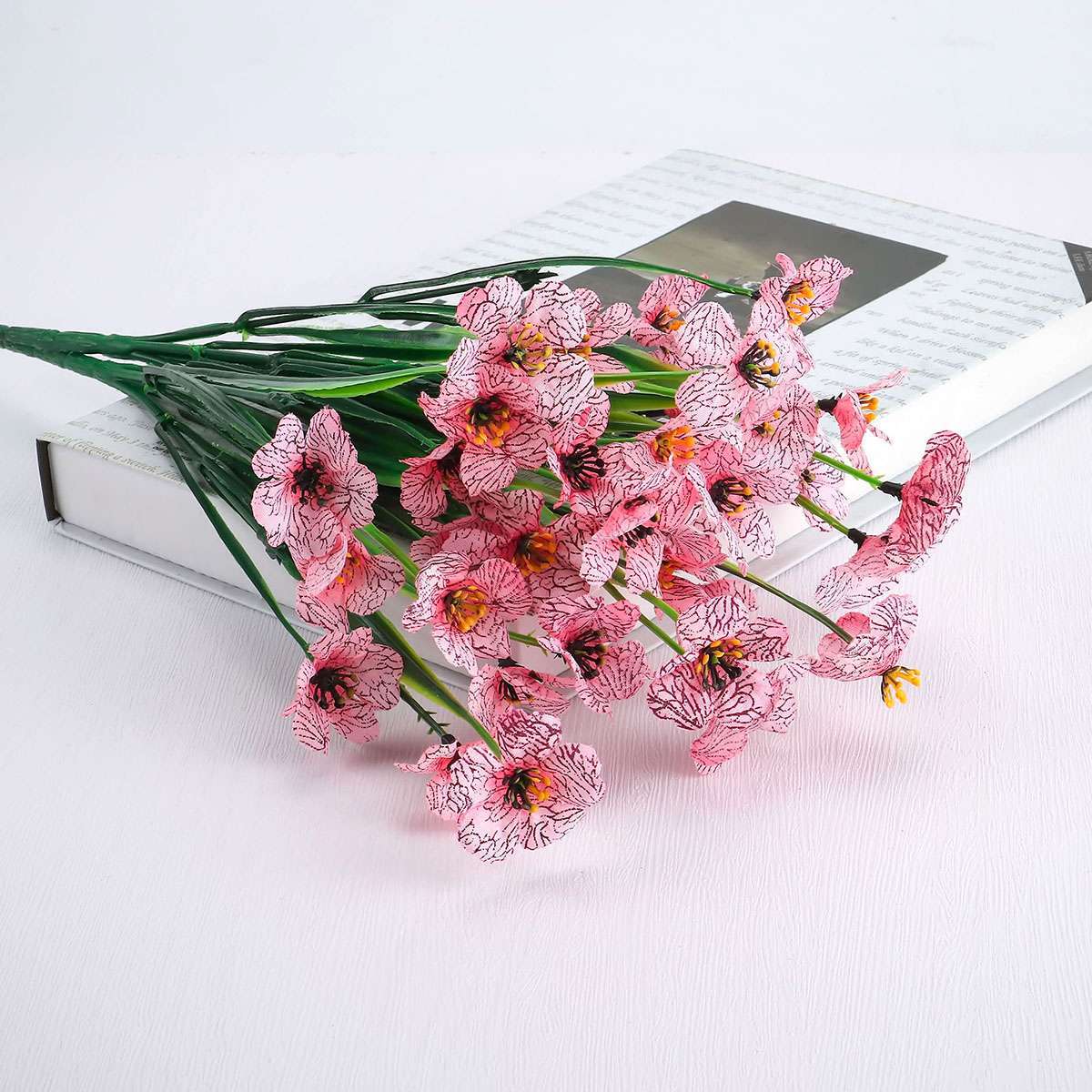 2 Bundles Set Artificial UV Resistant Plastic Flowers Plant Silk Flower Outdoor