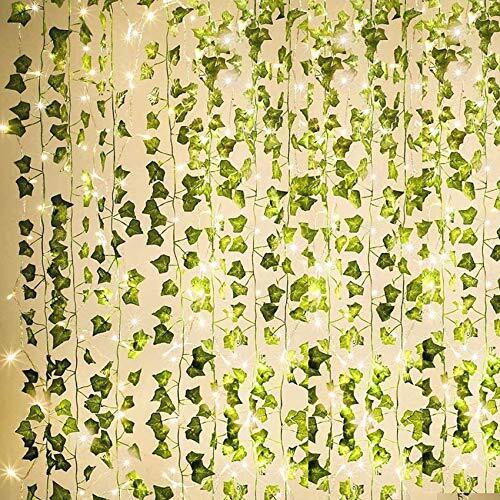 84Ft 12 Pack Artificial Ivy Garland Fake 12 pack Artificial Ivy with 80 LED