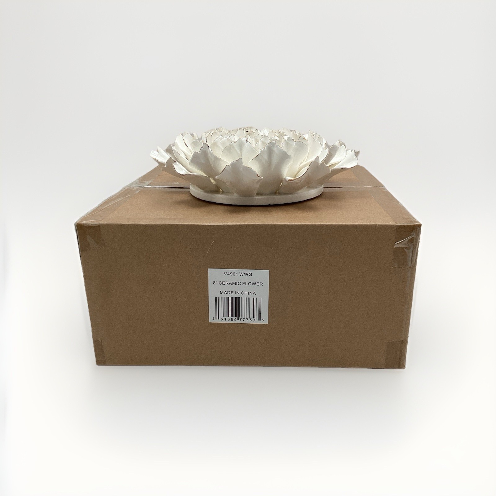8” Ceramic Wall Flower White, New In Original Box
