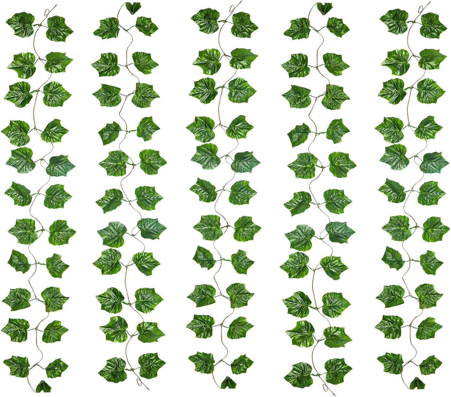 8 Ft 5Pcs Artificial Greenery Ivy Vine Plants Foliage Grape Leaves Vine Simulati