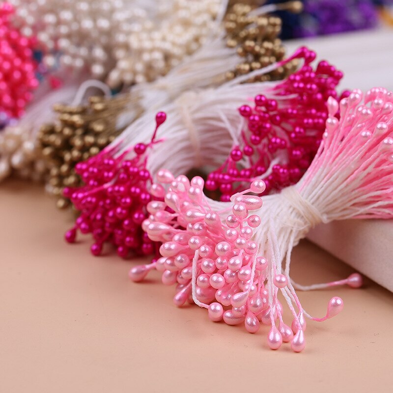 Multicolor Double Pointed Pearl Pistils Handmade Wedding Party Decorations DIY