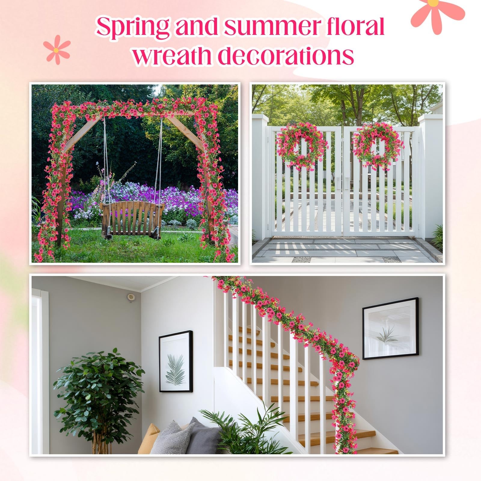 4 Pcs 6 ft Artificial Flowers Wisteria Garland-Total 24 ft Fake Hanging Wiste…