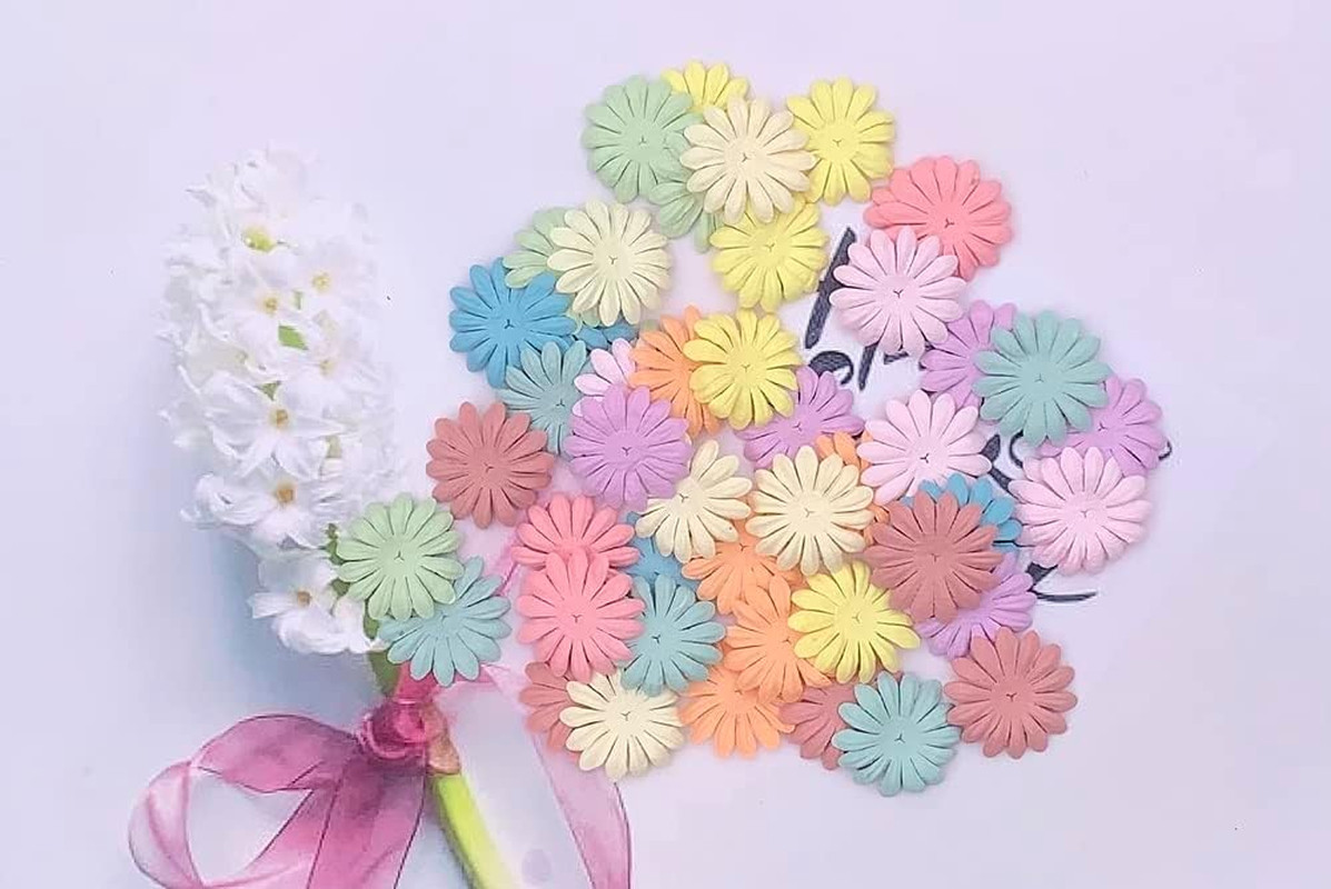 Artificial Flowers 100 Pcs Handmade Mulberry Paper Daisy Petals 40x40mm Mulberry