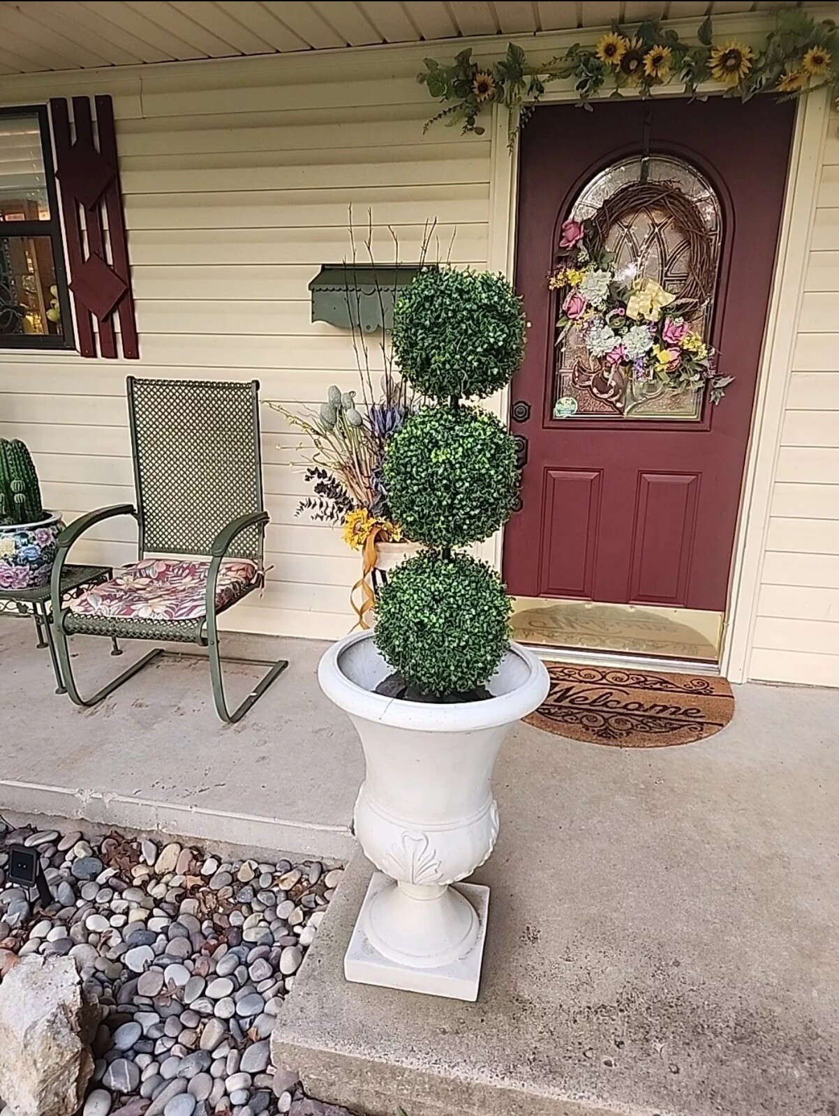 3′ Topiary Boxwood Triple Ball Artificial Tree UV Indoor/Outdoor Home Decor.