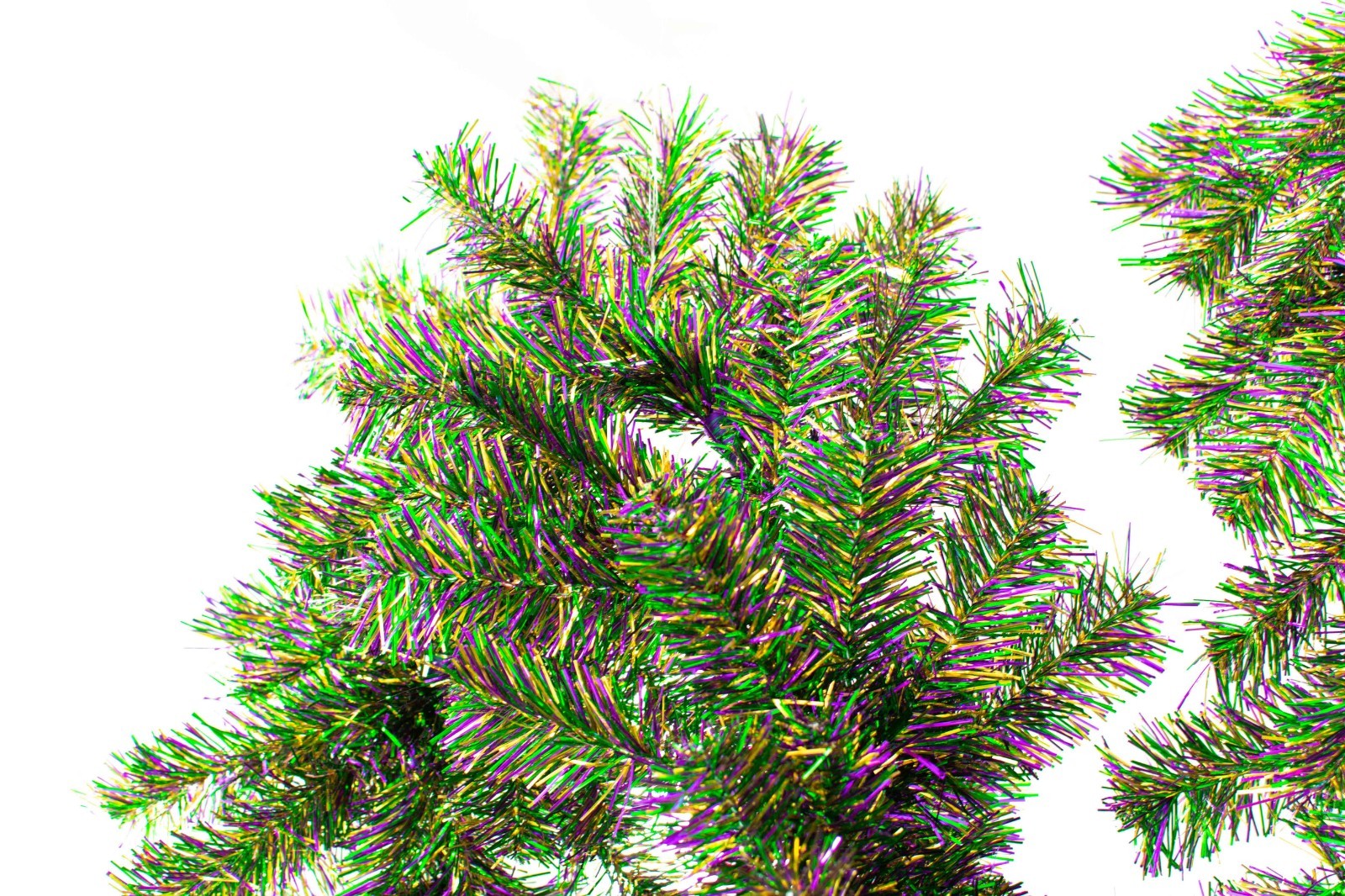 6FT Mardi Gras Garland Green, Purple, Gold Tinsel Christmas Garland 12? Wide