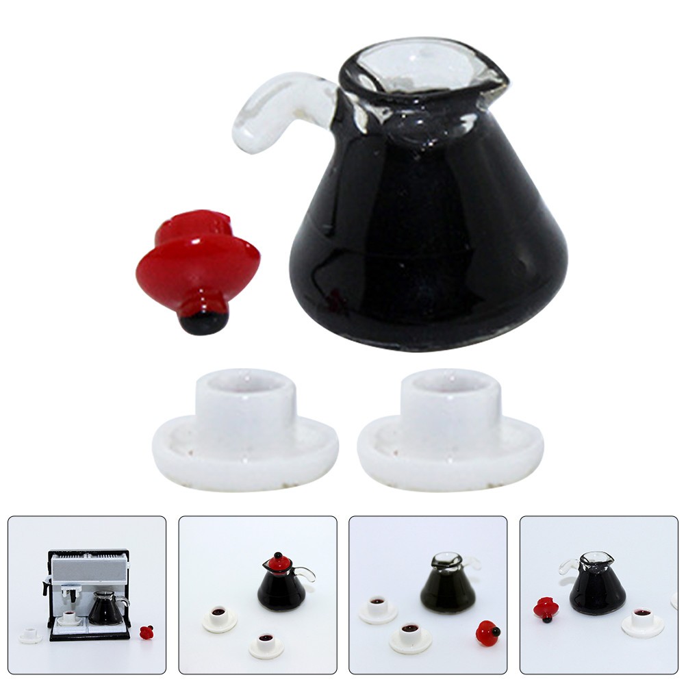1 Set Miniature Coffee Pot Resin Decor Assorted Colors Mini House Accessory