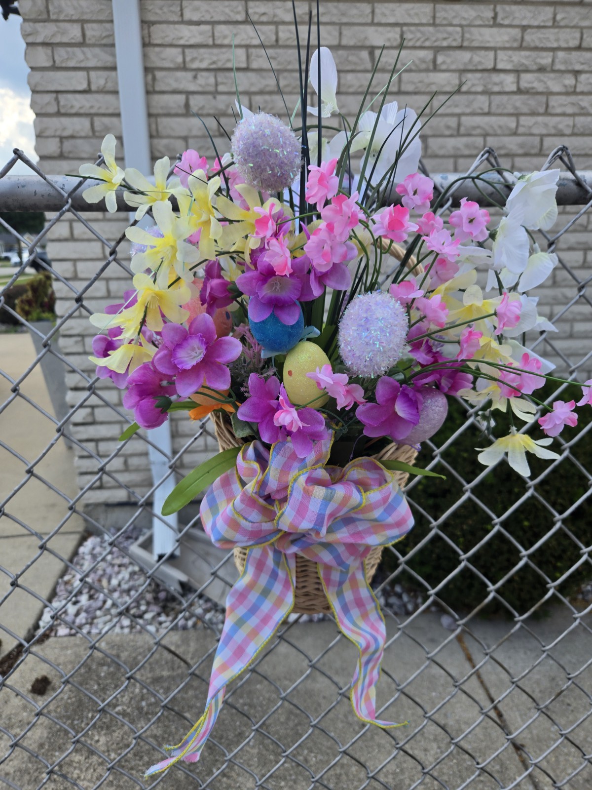 Artificial Multicolor Orchid Wall Floral Arrangement with Bow