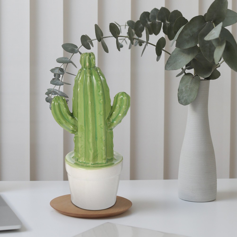 Artificial Small Ceramic Cactus Plant Fake Bonsai Ornament For Office Home