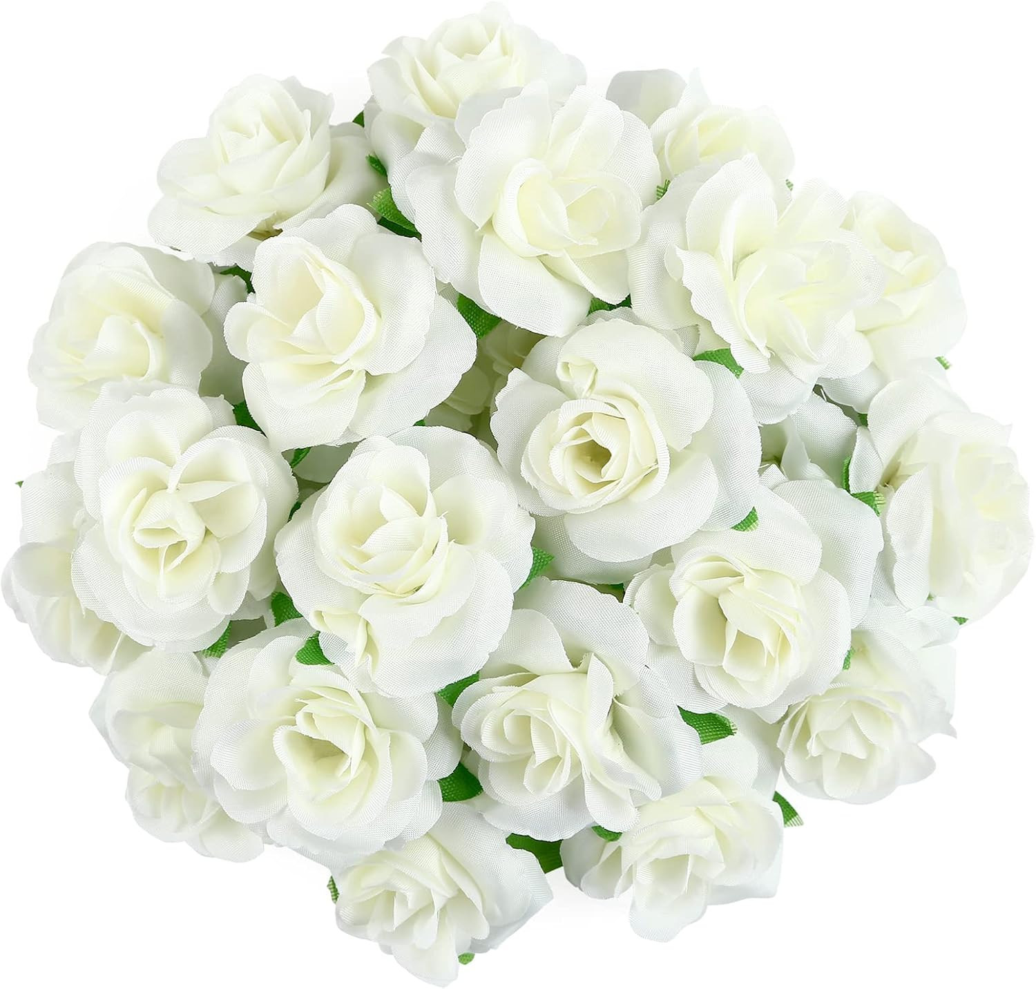 KESOTE 50pcs Mini Ivory White Roses Artificial Flowers Bulk, 1.6″ Small Silk …