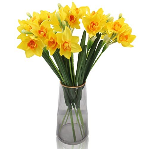Pcs Artificial Daffodils Flowers Narcissus Faux Spring Flowers Fake 10 Yellow