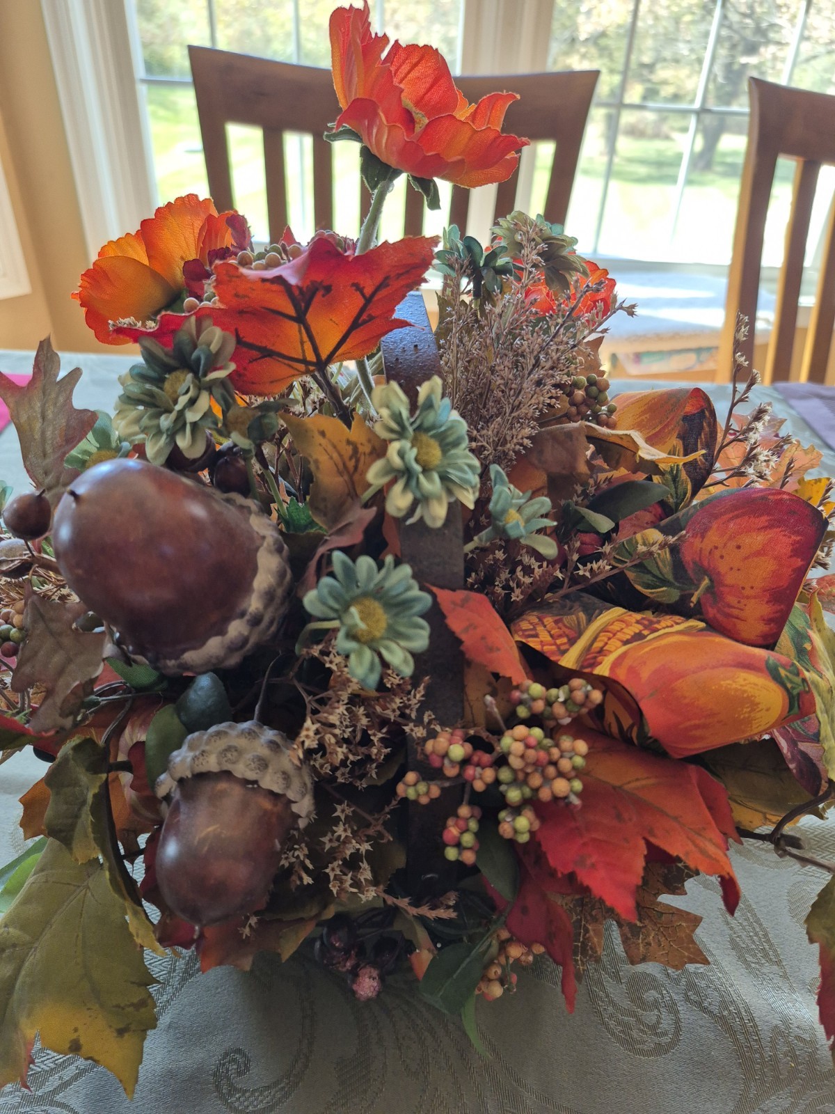 Autumn Fall Floral Basket Centerpiece Arrangement 18″