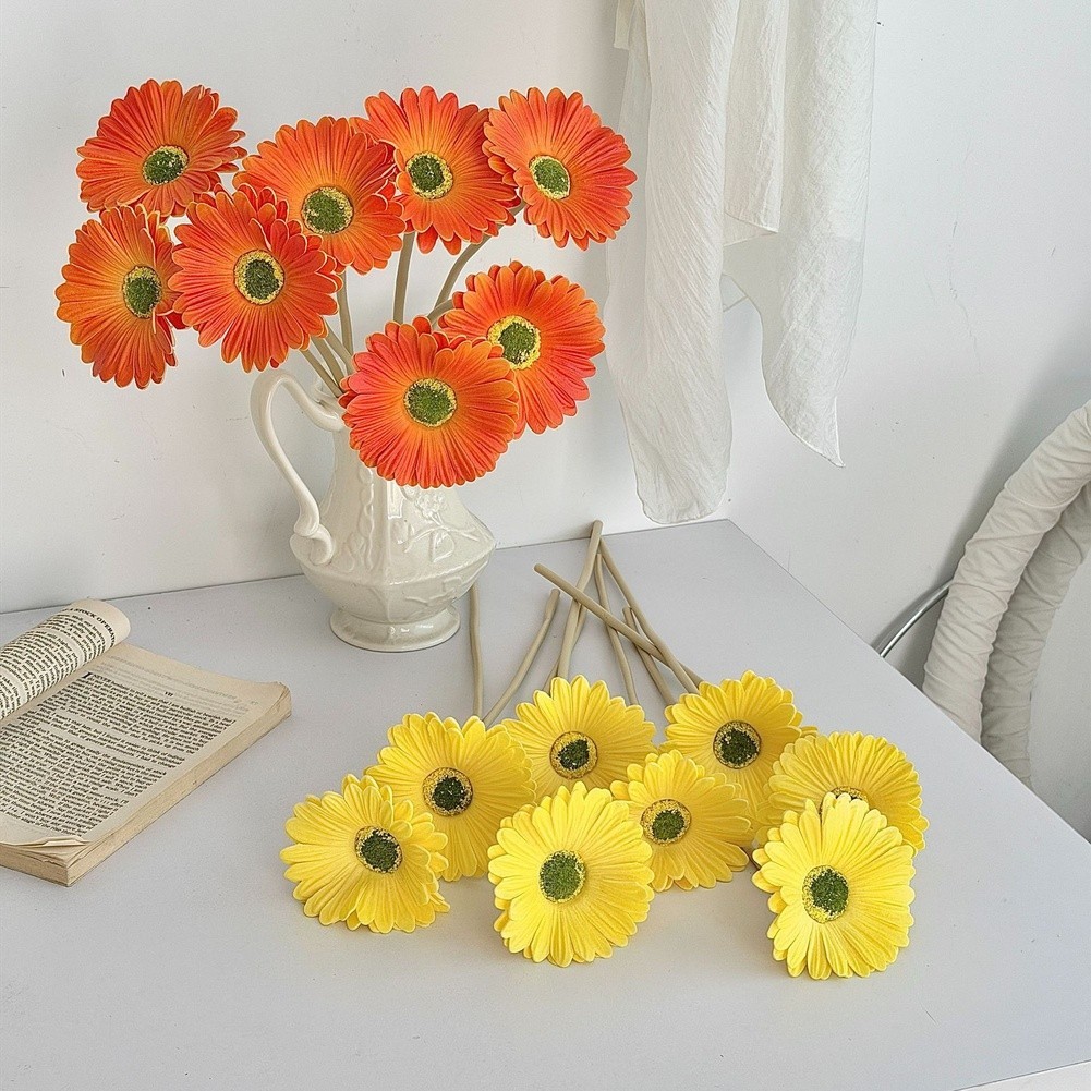 Realistic PU Gerbera Daisy Artificial Flowers for Home For Wedding Decor