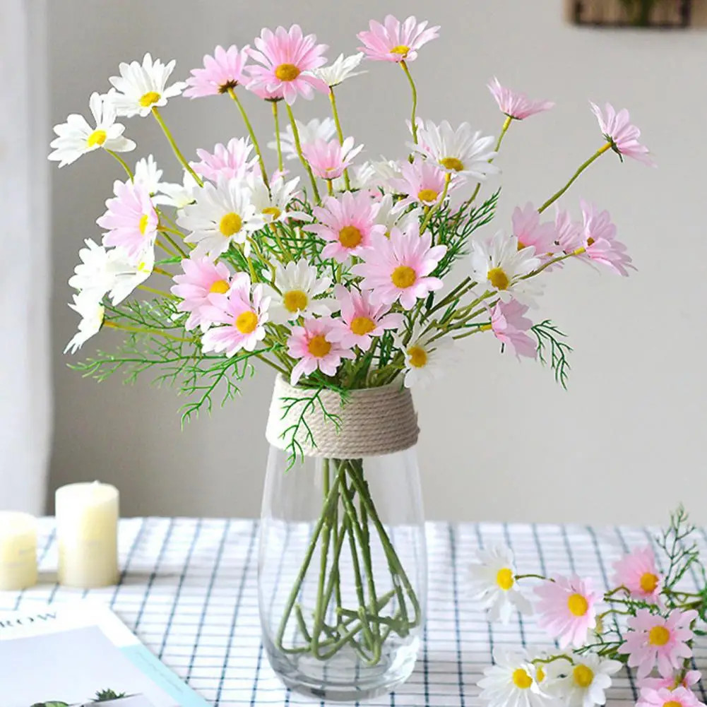 5 Heads Artificial Flower Fake Flower Decor UV Resistant Silk Colorful Handcraft