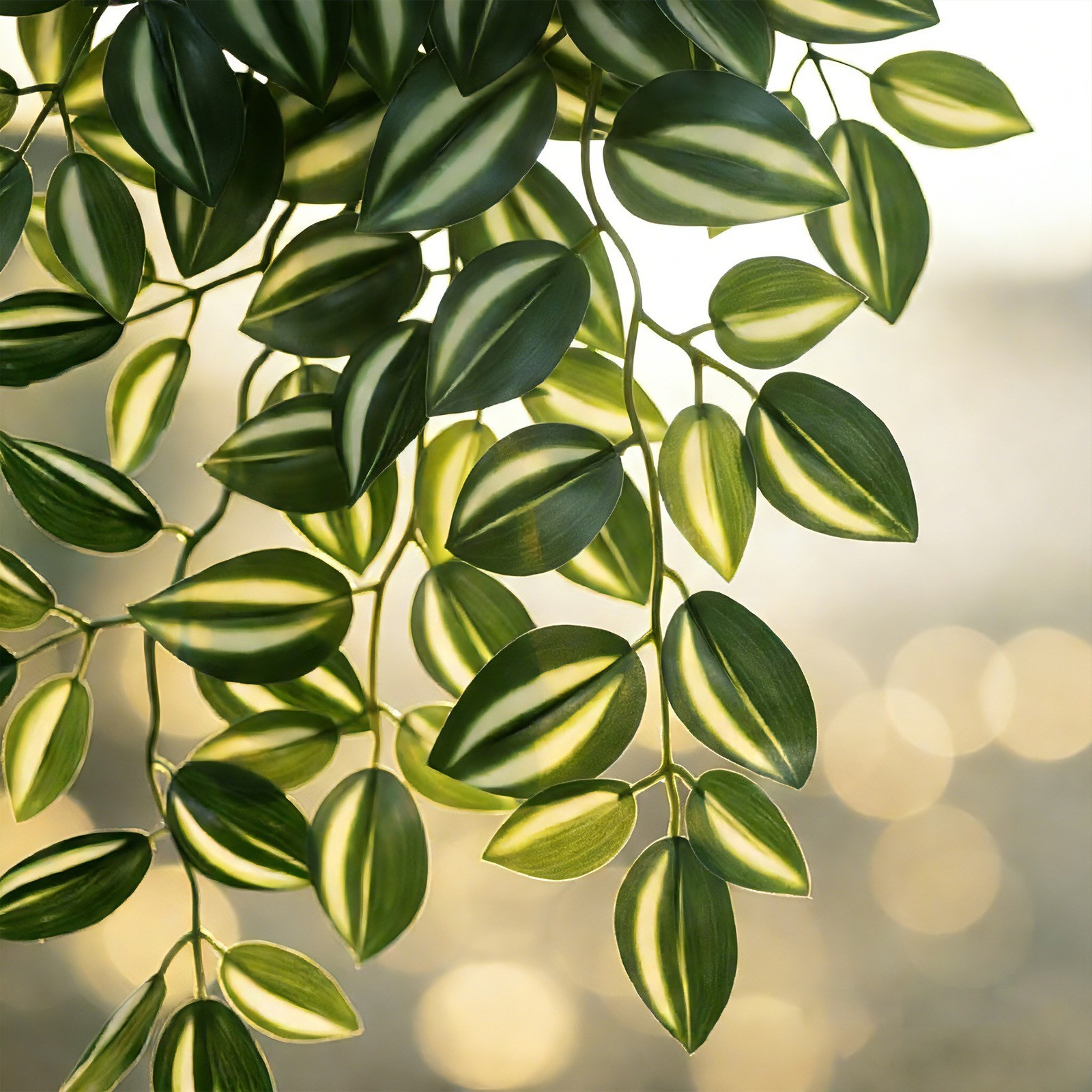 Green Silk Peperomia Hanging Plant 21.65in Realistic Artificial Ivy Vine Decor