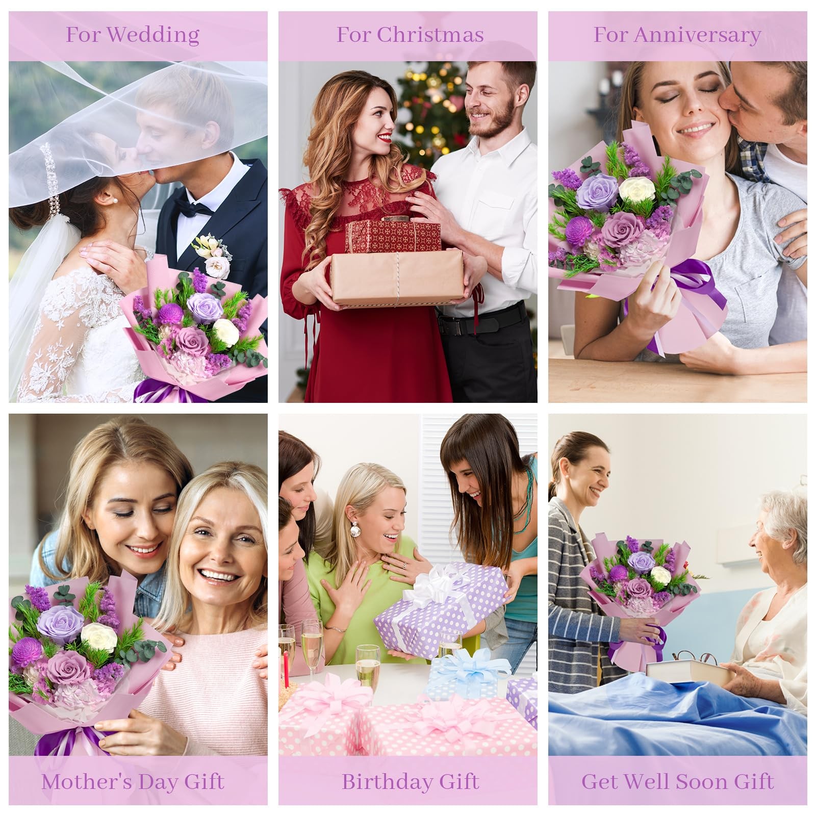 Preserved Flowers Bouquet – Birthday Gifts for Women, Real Flowers for Delive…